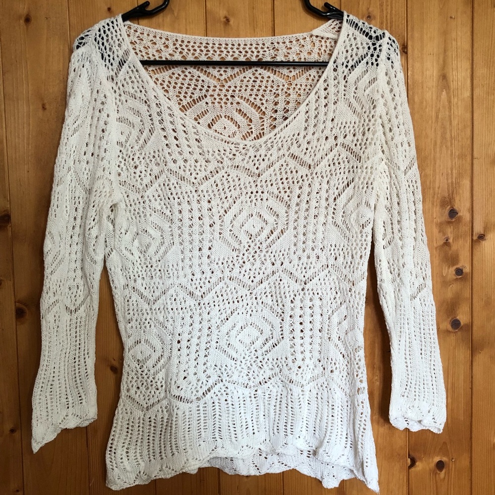 Thin Lacey White Sweater